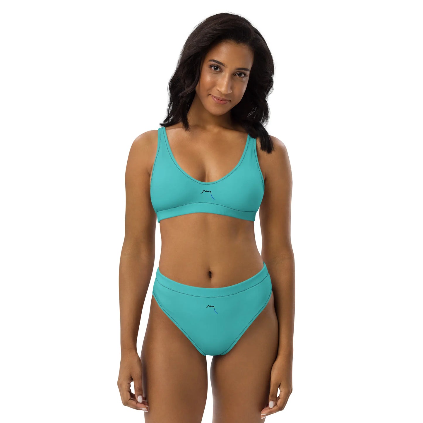 bikini éco-responsable uhabia porté face coloris bleu turquoise