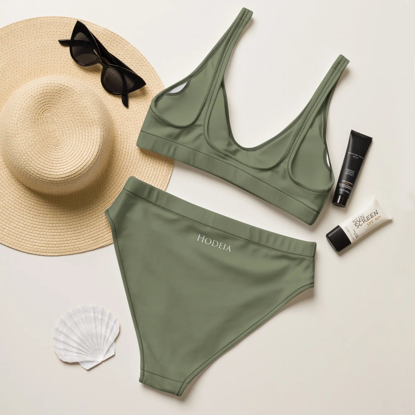 bikini éco-responsable uhabia dos coloris vert kaki