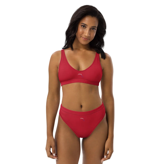 bikini éco-responsable uhabia porté face coloris rouge foncé