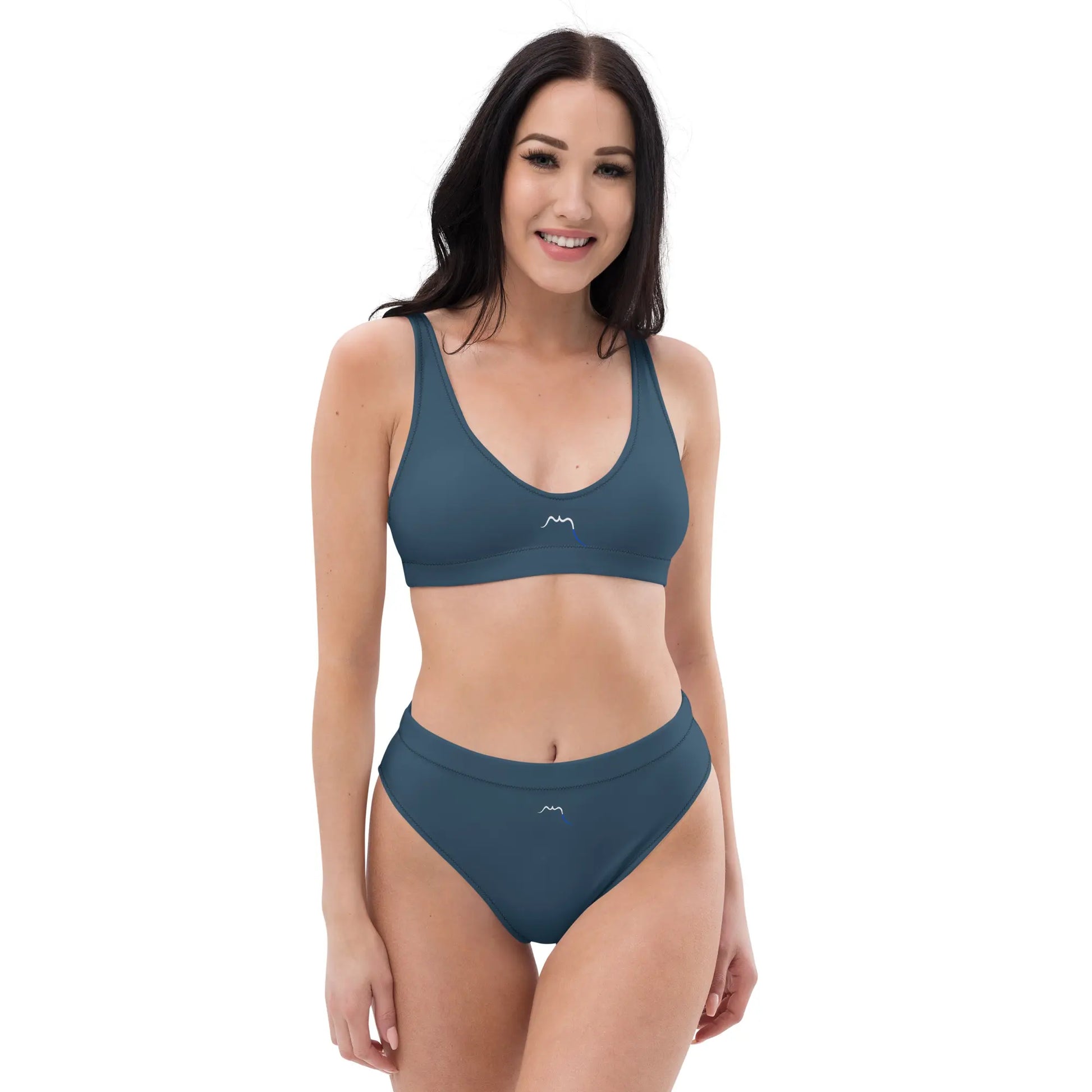 bikini éco-responsable uhabia porté face coloris bleu gris