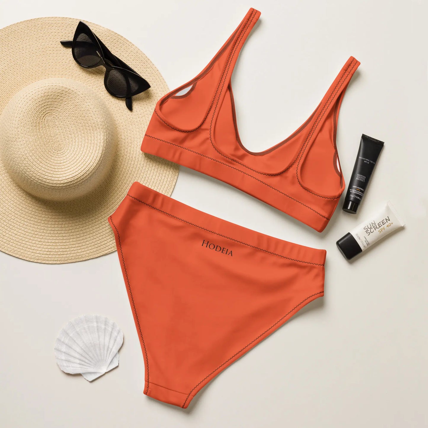 bikini éco-responsable uhabia dos coloris orange