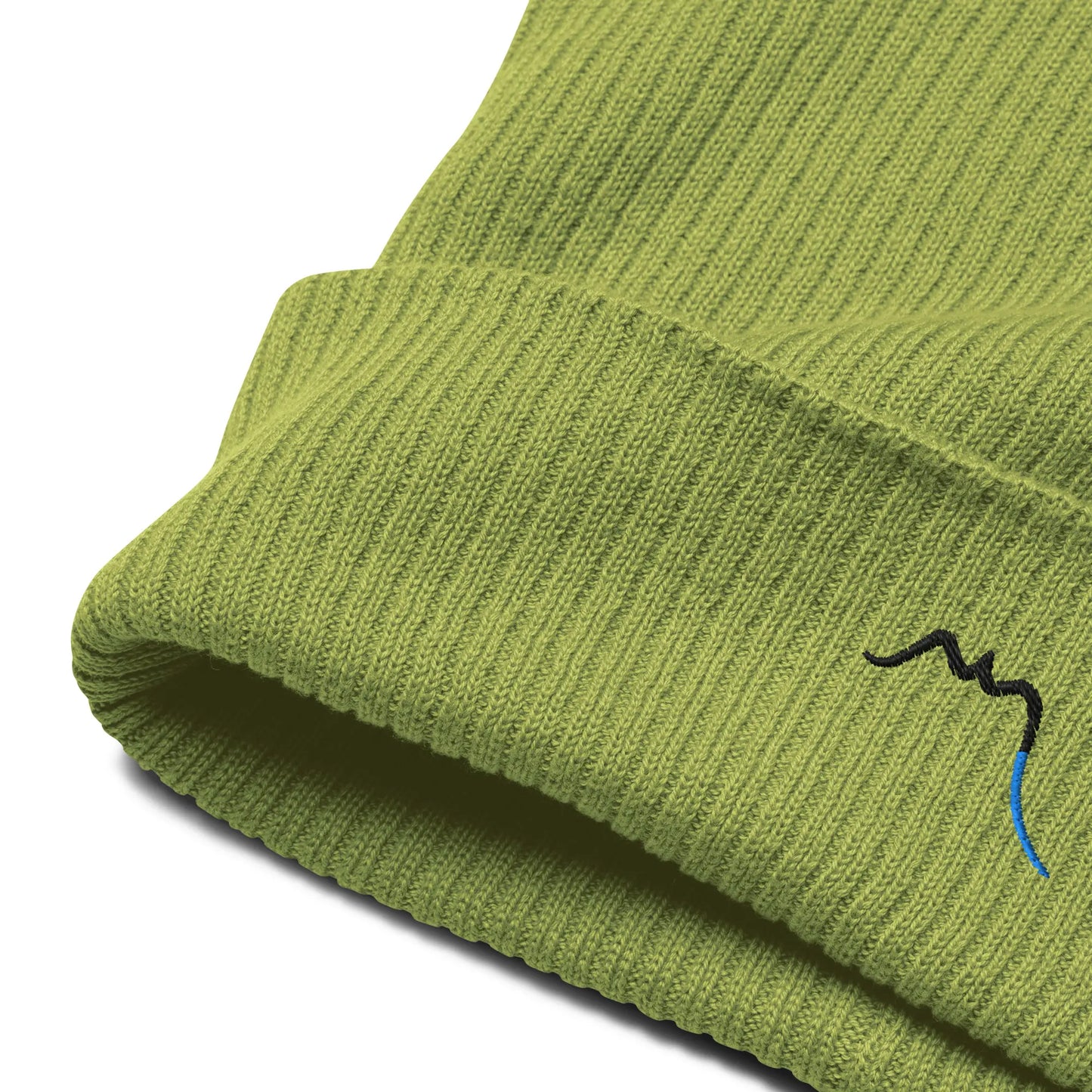 bonnet côtelé brodé en coton bio travis broderie coloris vert pistache