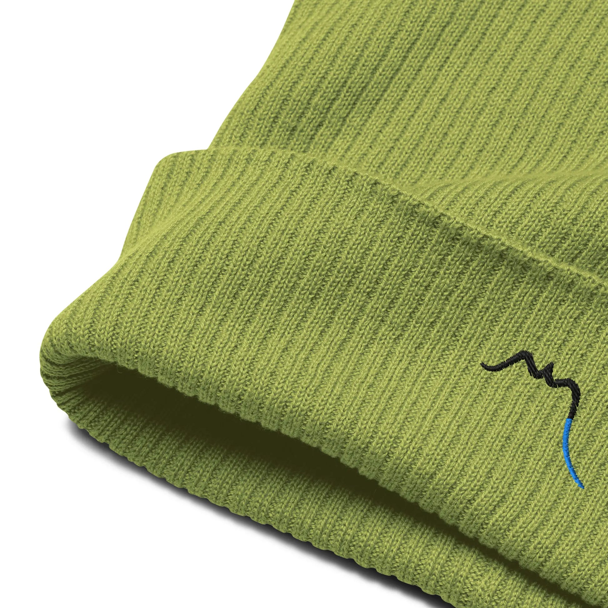 bonnet côtelé brodé en coton bio travis broderie coloris vert pistache