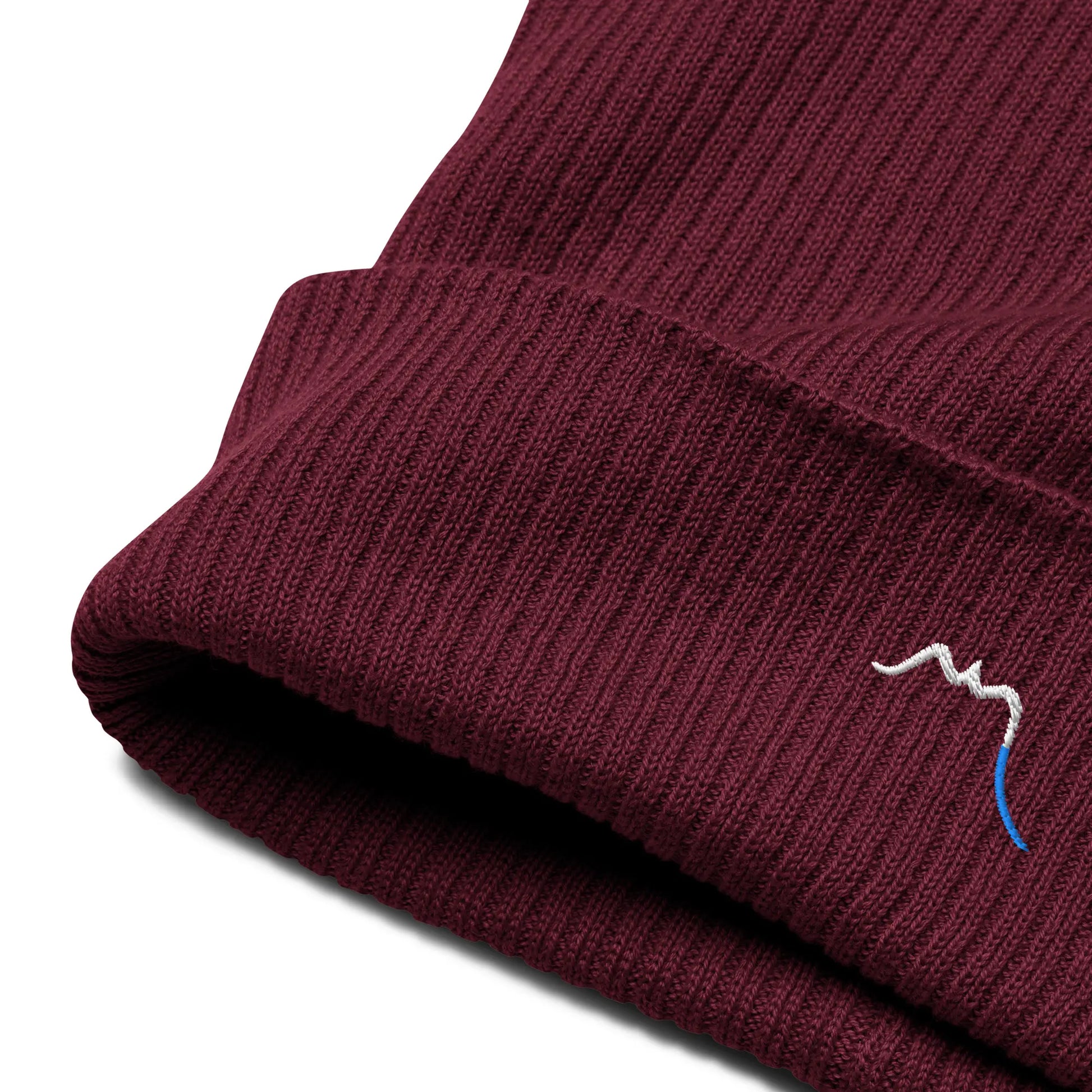 bonnet côtelé brodé en coton bio travis broderie coloris rouge bordeaux