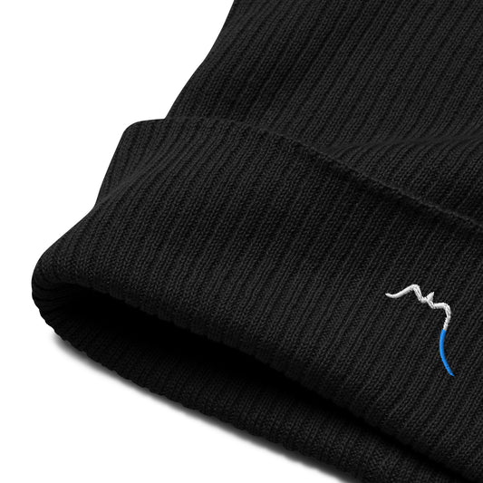bonnet côtelé brodé en coton bio travis broderie coloris noir