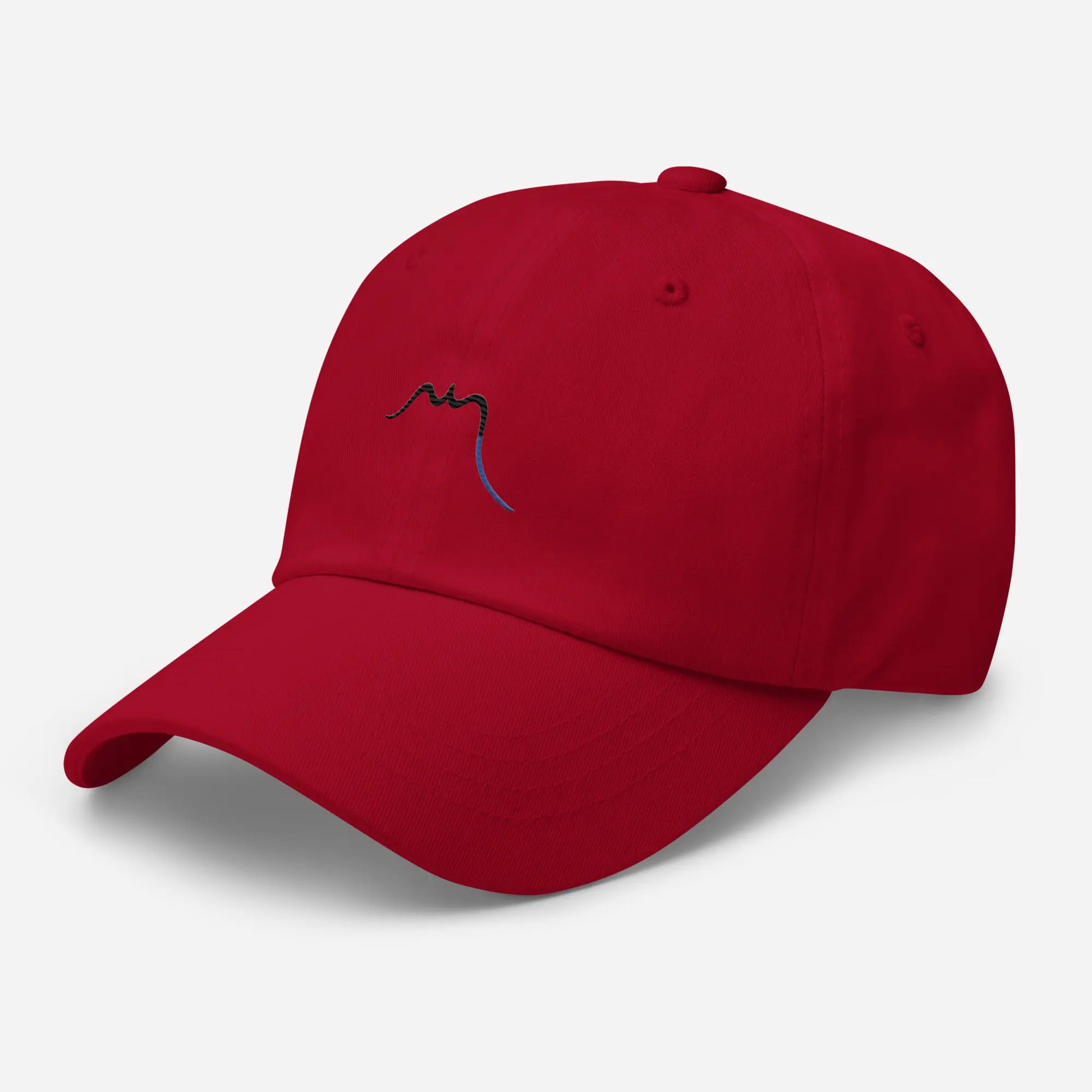 casquette de baseball en sergé de coton réglable trois quart coloris rouge foncé
