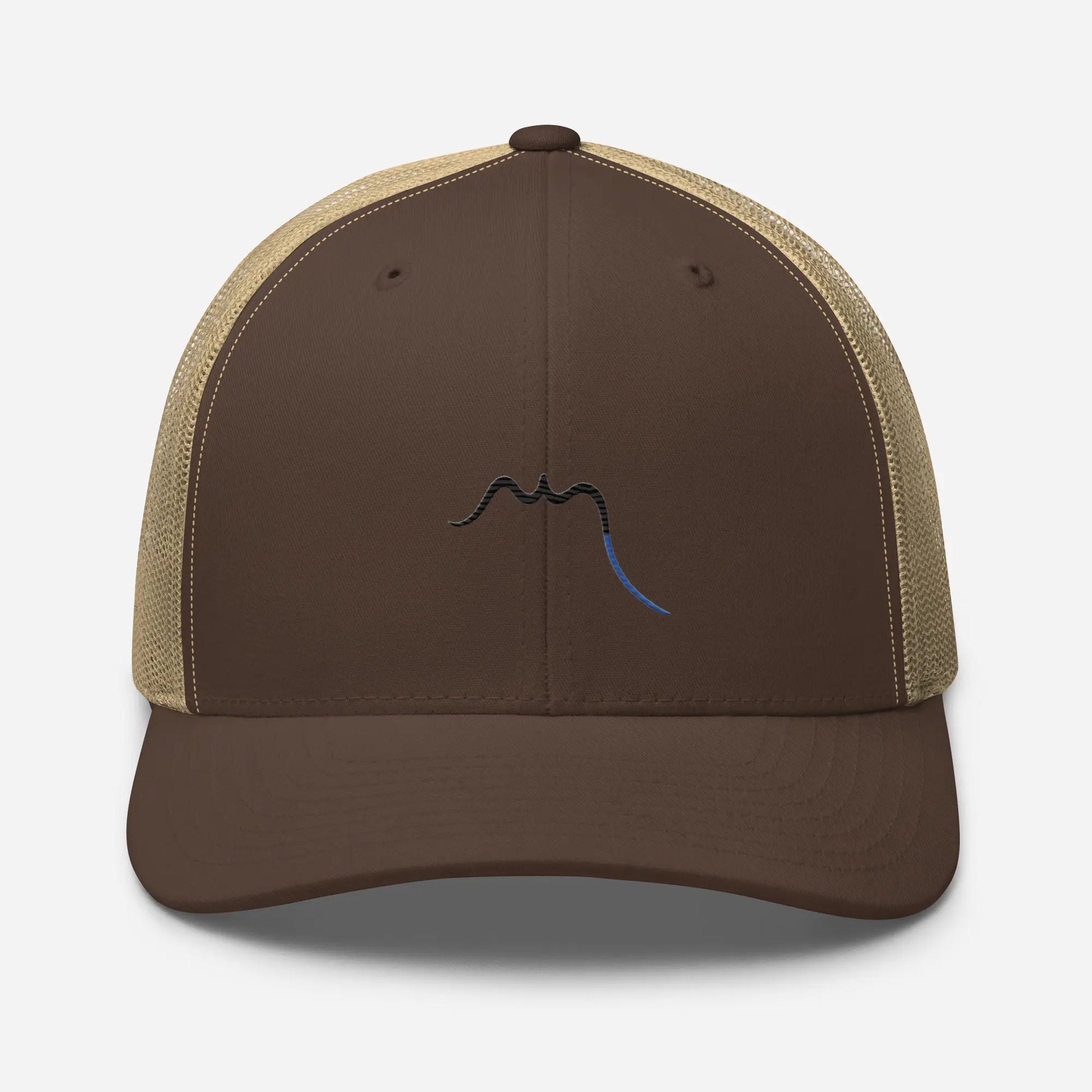 casquette de camionneur respirante légère et réglable face coloris marron et beige logo noir