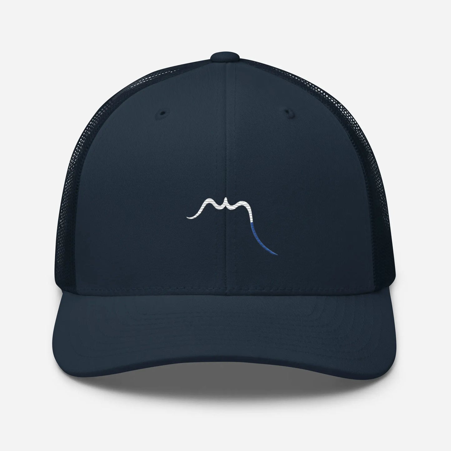 casquette de camionneur respirante légère et réglable face coloris bleu marine logo blanc