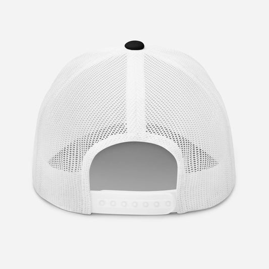 casquette de camionneur respirante légère et réglable dos coloris noir et blanc logo blanc