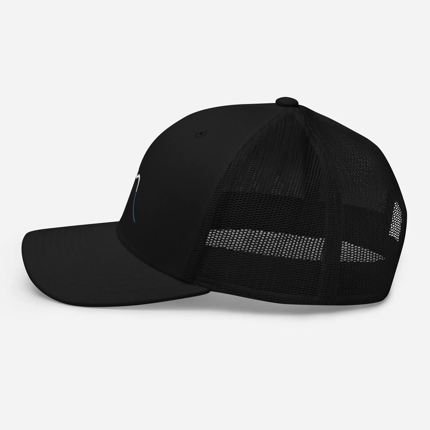 casquette de camionneur respirante légère et réglable côté coloris noir logo blanc