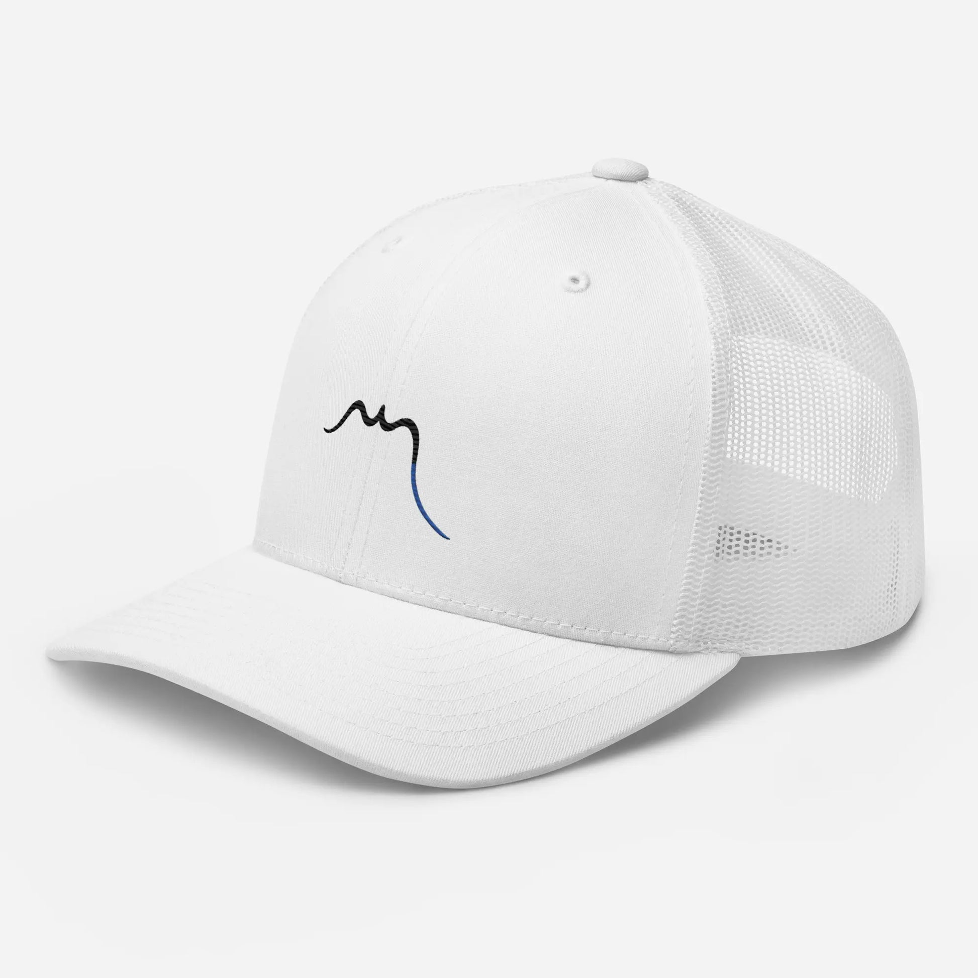 casquette de camionneur respirante légère et réglable trois quart coloris blanc logo noir
