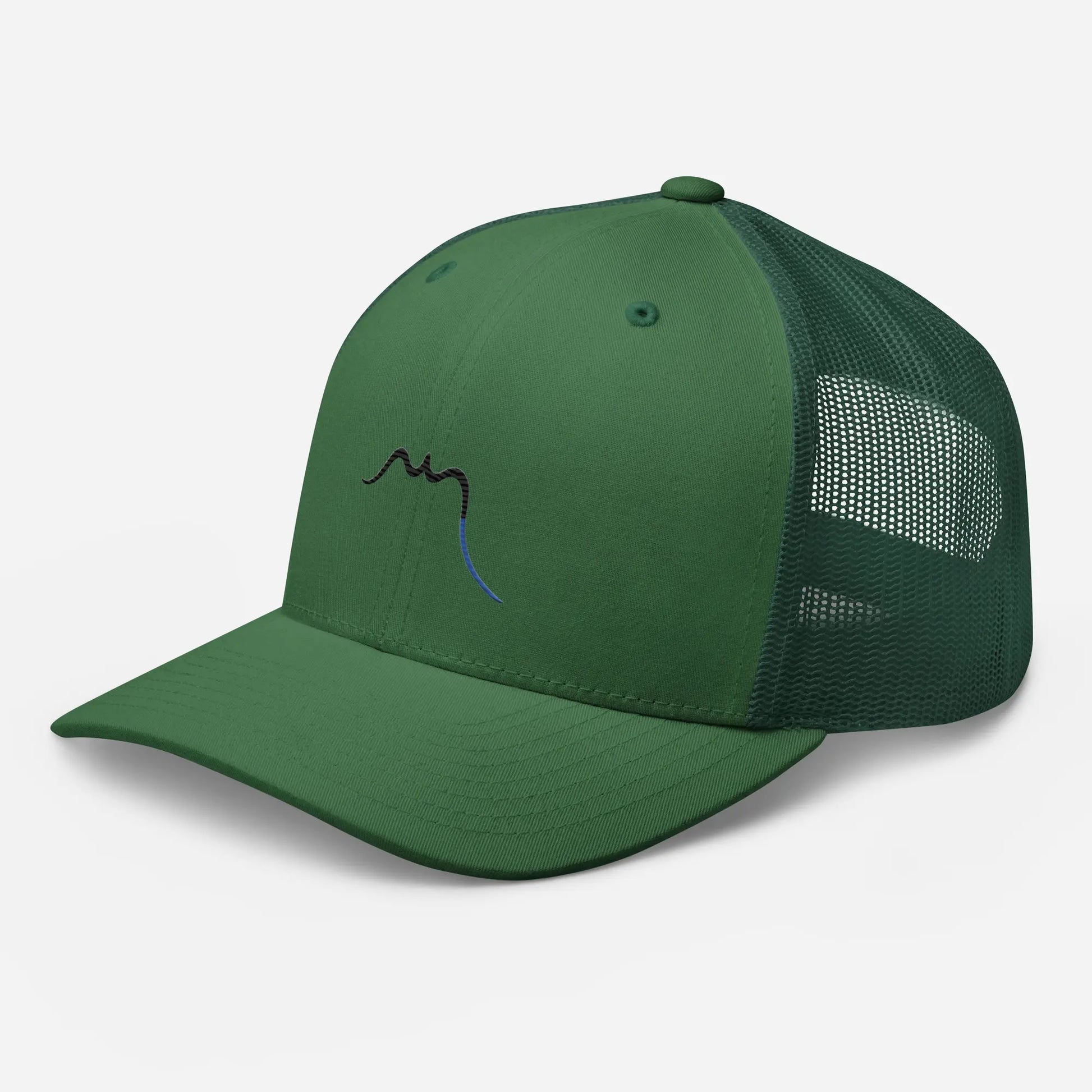 casquette de camionneur respirante légère et réglable trois quart coloris vert forêt logo noir