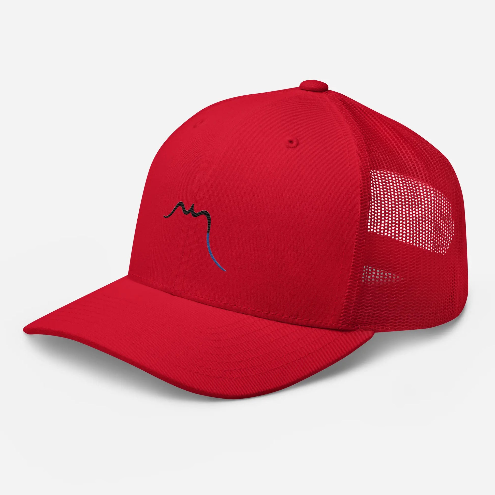 casquette de camionneur respirante légère et réglable trois quart coloris rouge logo noir