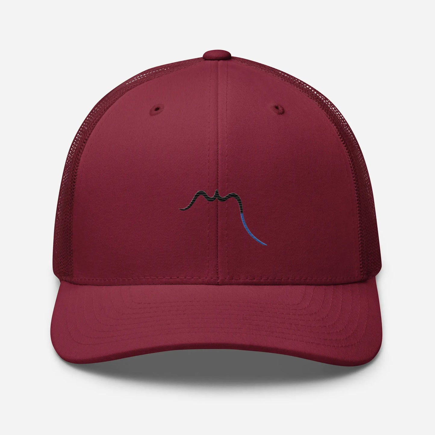 casquette de camionneur respirante légère et réglable face coloris rouge bordeaux logo noir