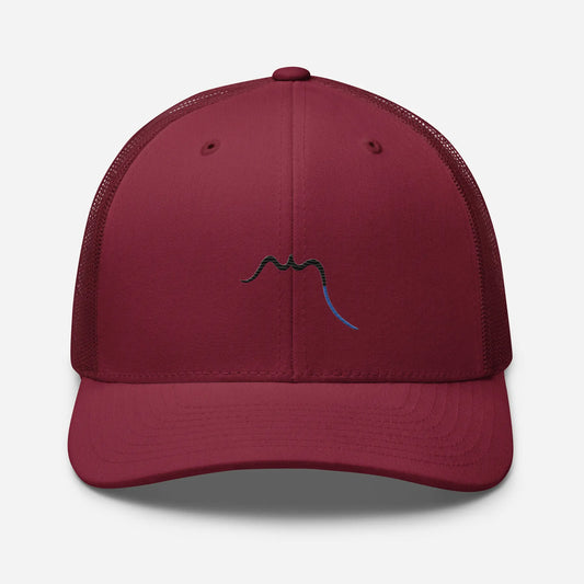 casquette de camionneur respirante légère et réglable face coloris rouge bordeaux logo noir