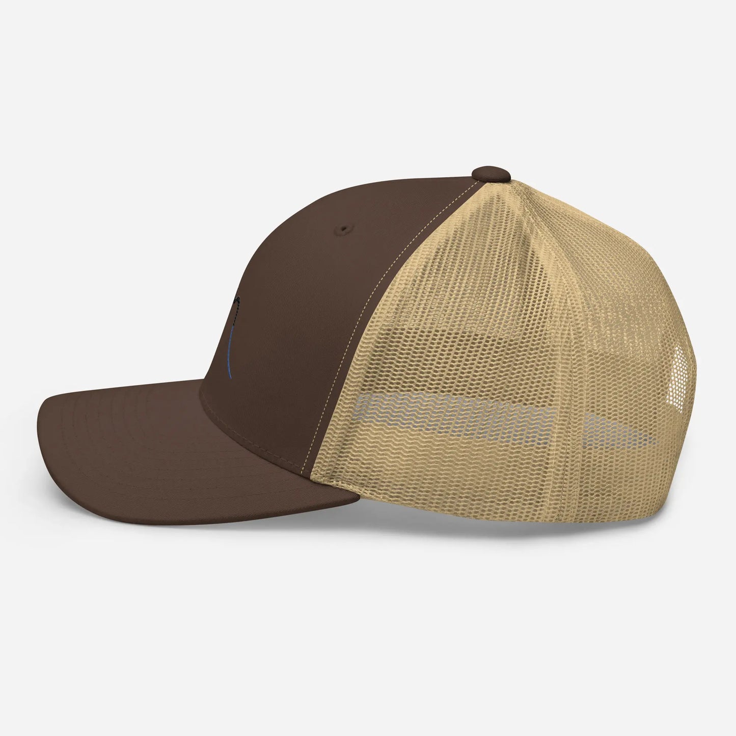 casquette de camionneur respirante légère et réglable côté coloris marron et beige logo noir