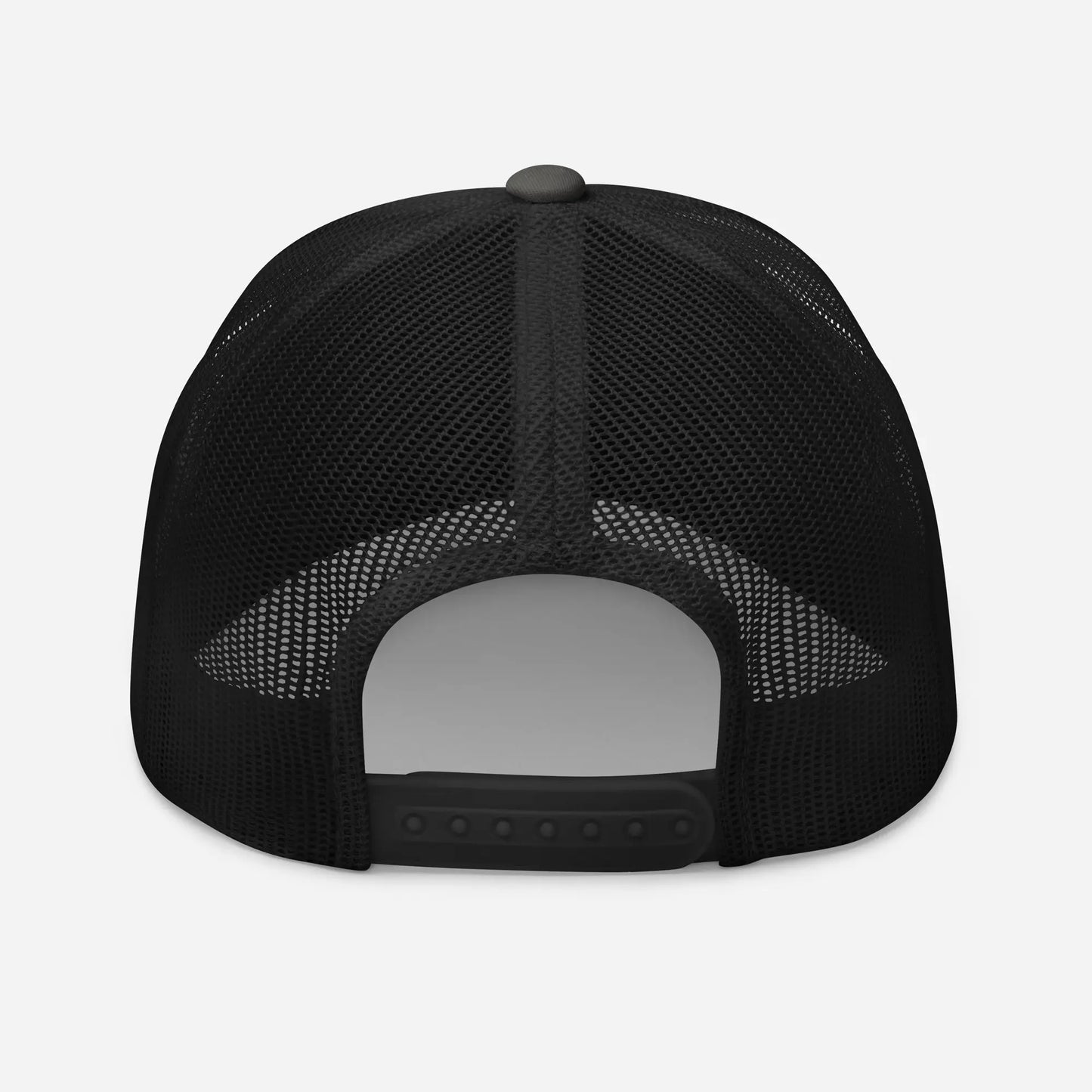 casquette de camionneur respirante légère et réglable dos coloris gris foncé et noir logo noir