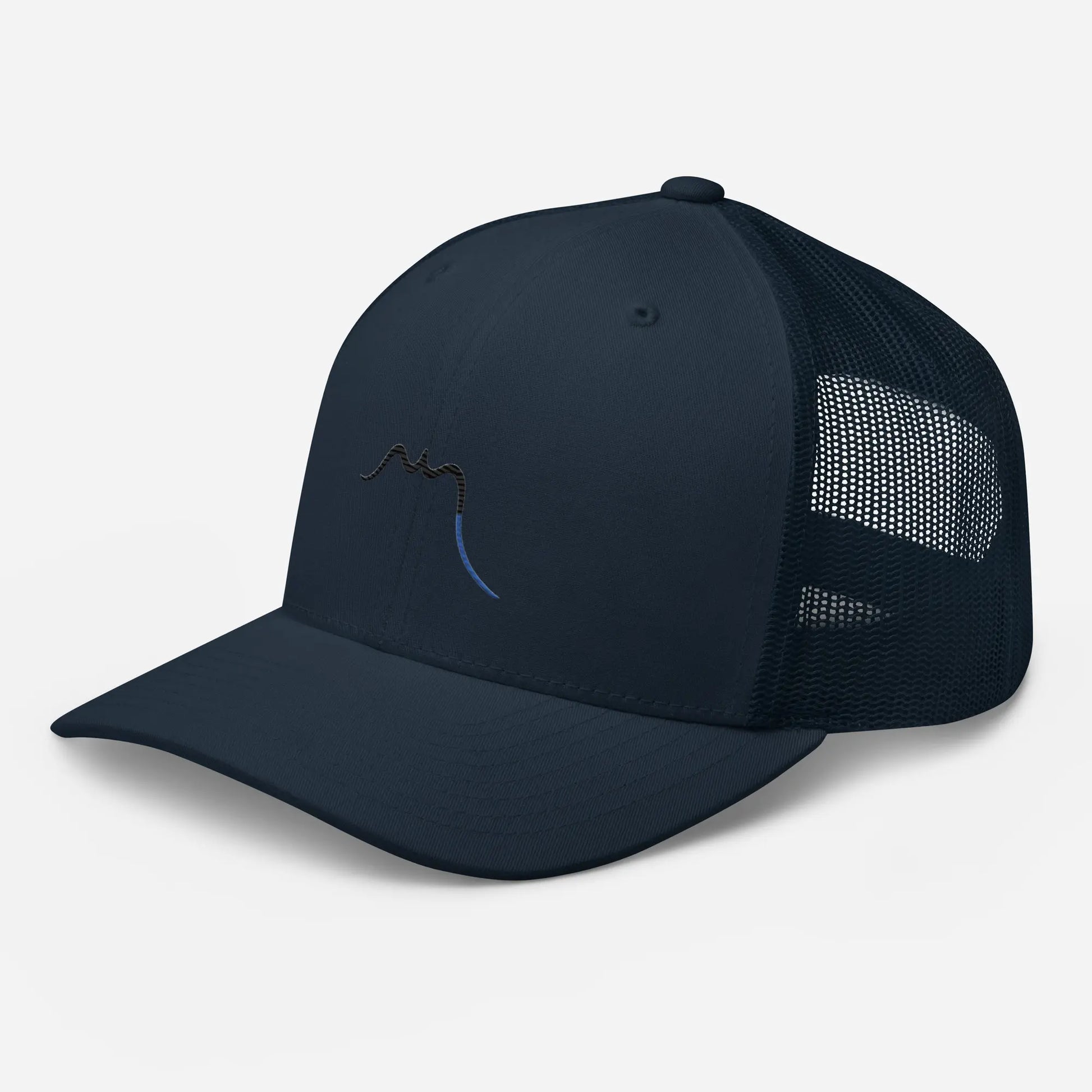 casquette de camionneur respirante légère et réglable trois quart coloris bleu marine logo noir