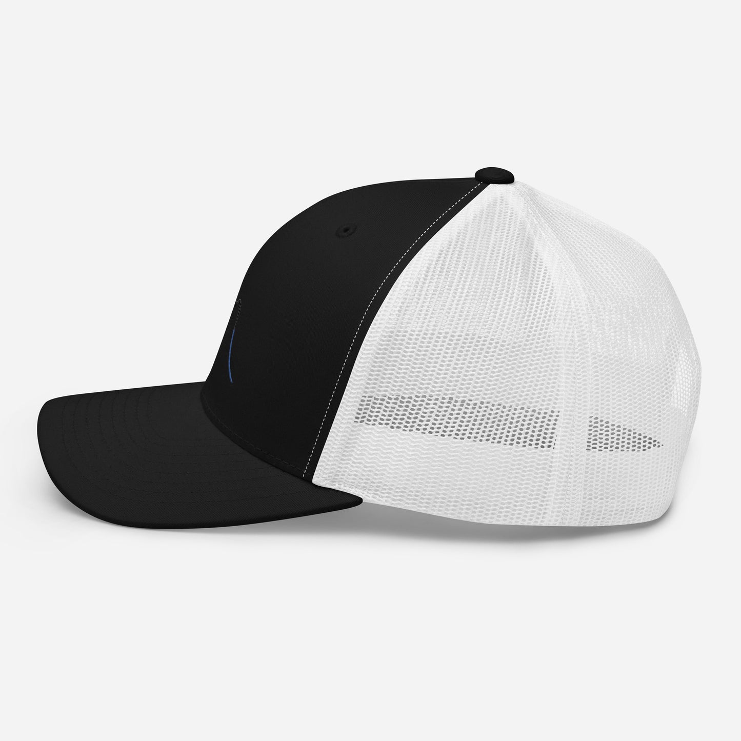 casquette de camionneur respirante légère et réglable côté coloris noir et blanc logo noir