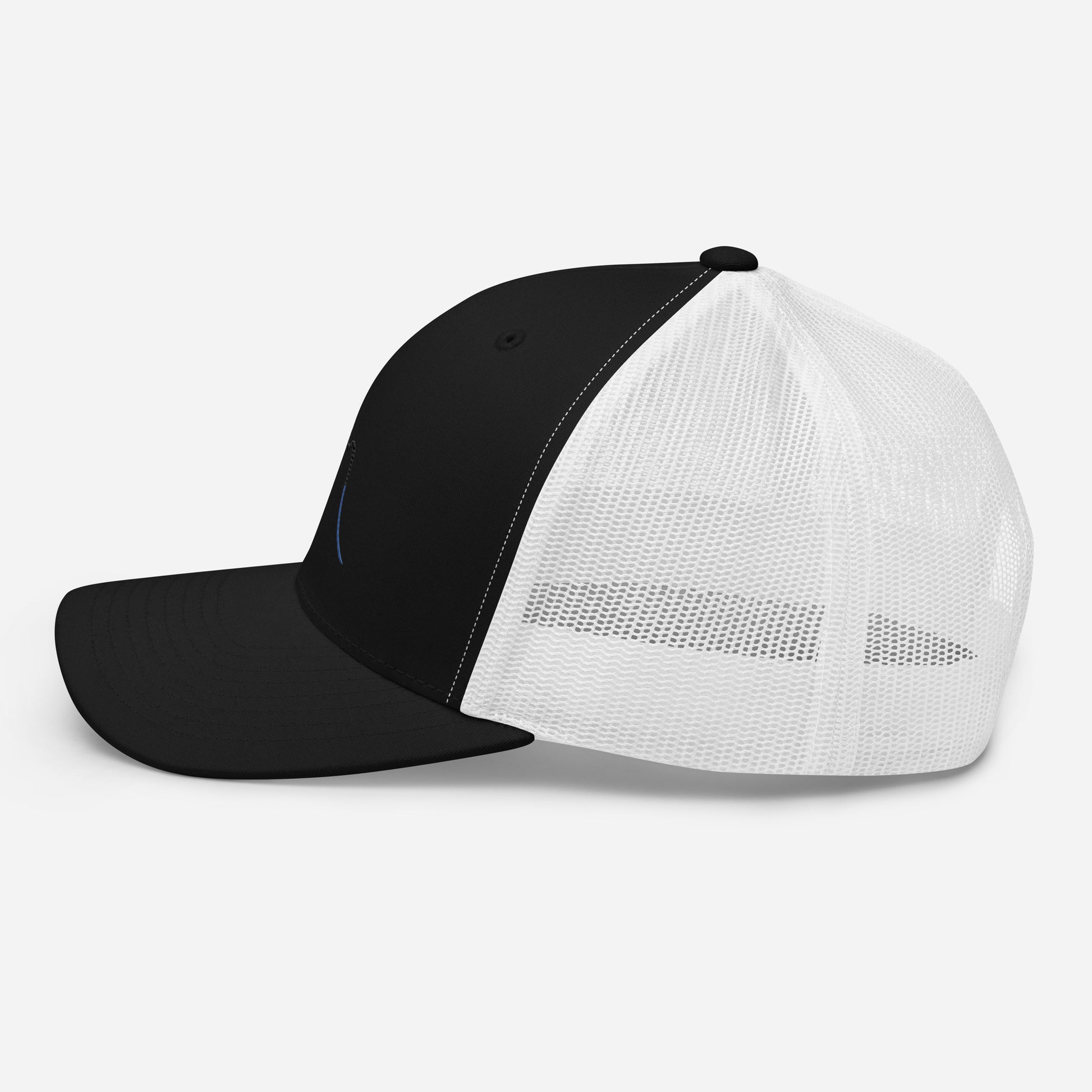 casquette de camionneur respirante légère et réglable côté coloris noir et blanc logo noir