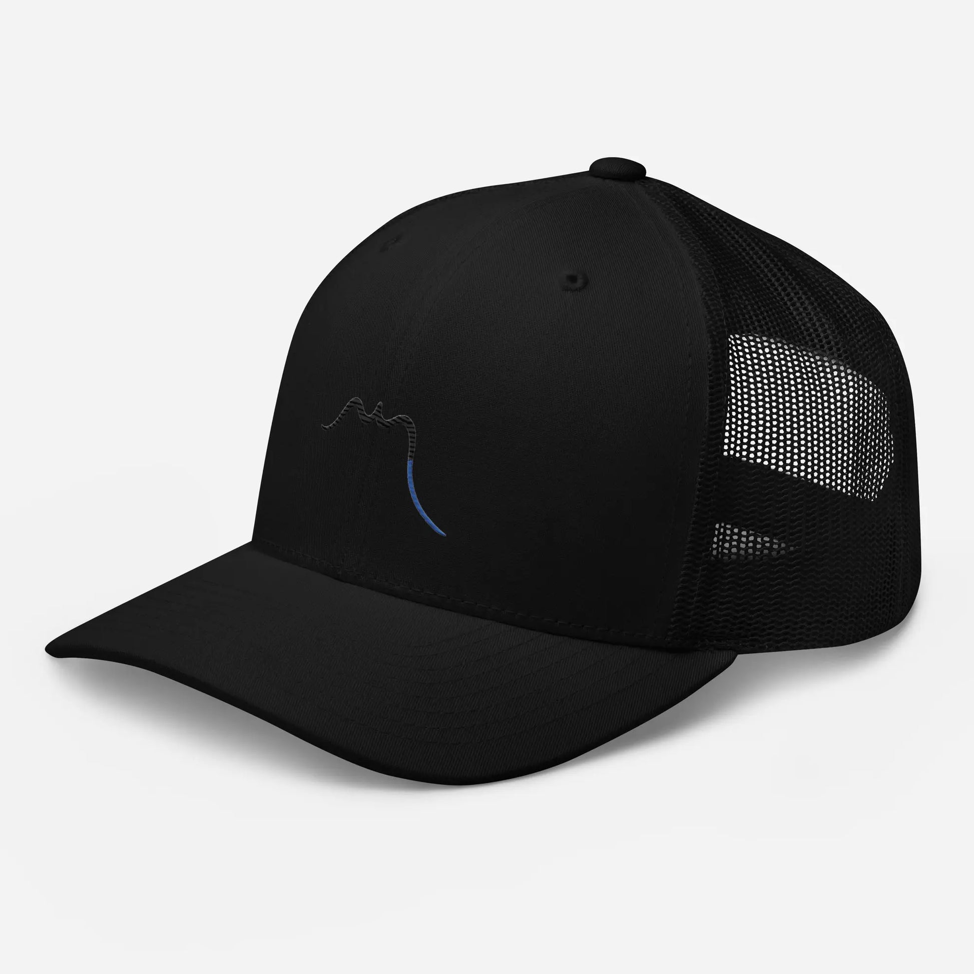 casquette de camionneur respirante légère et réglable trois quart coloris noir logo noir
