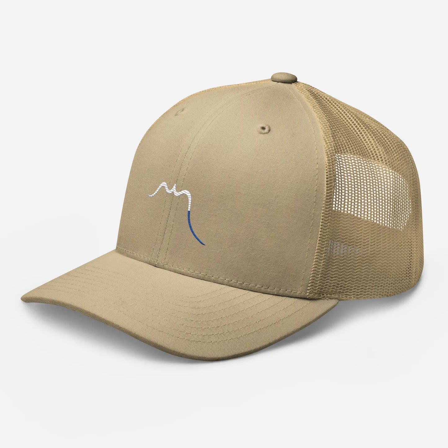 casquette de camionneur respirante légère et réglable trois quart coloris beige logo blanc