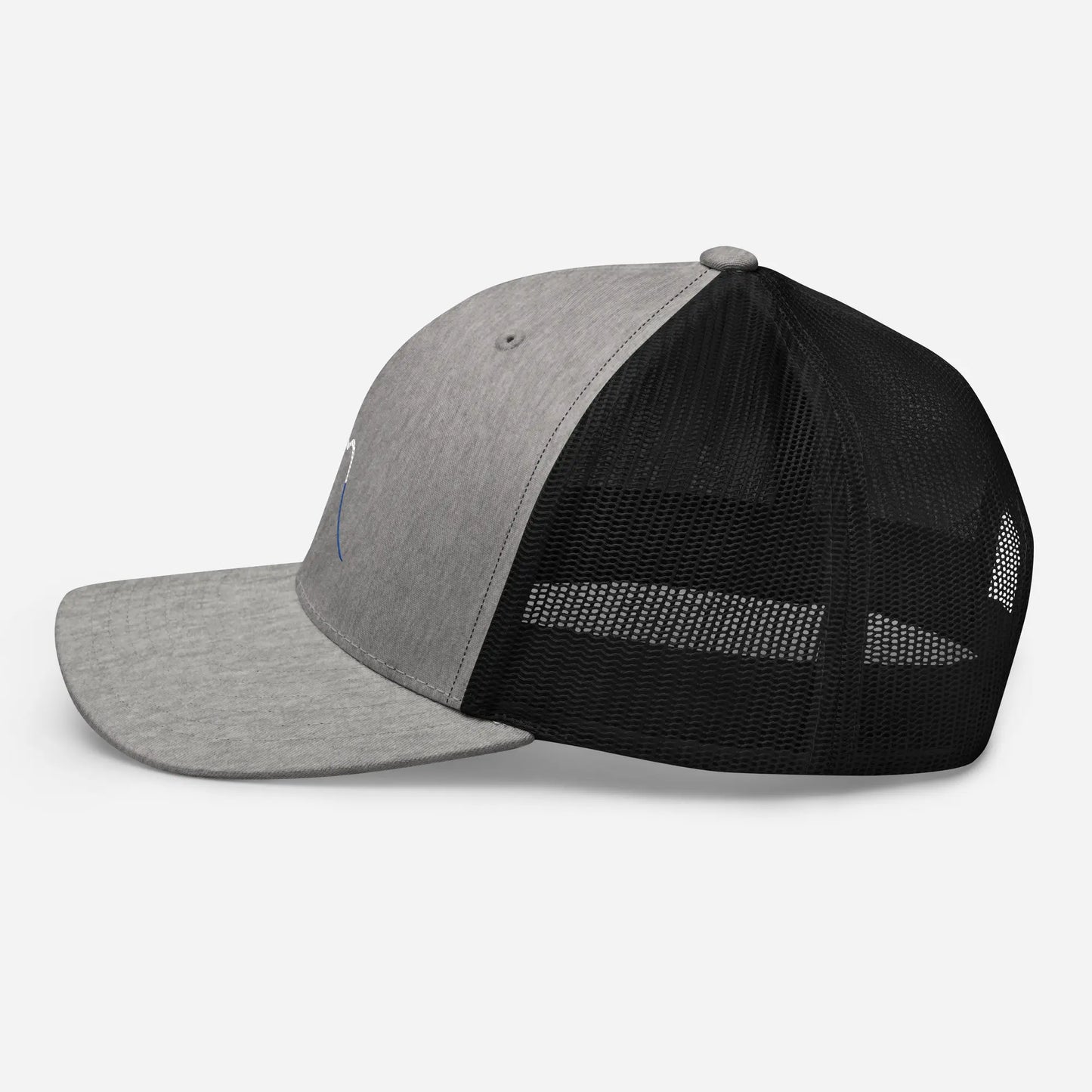 casquette de camionneur respirante légère et réglable côté coloris gris souris et noir logo blanc