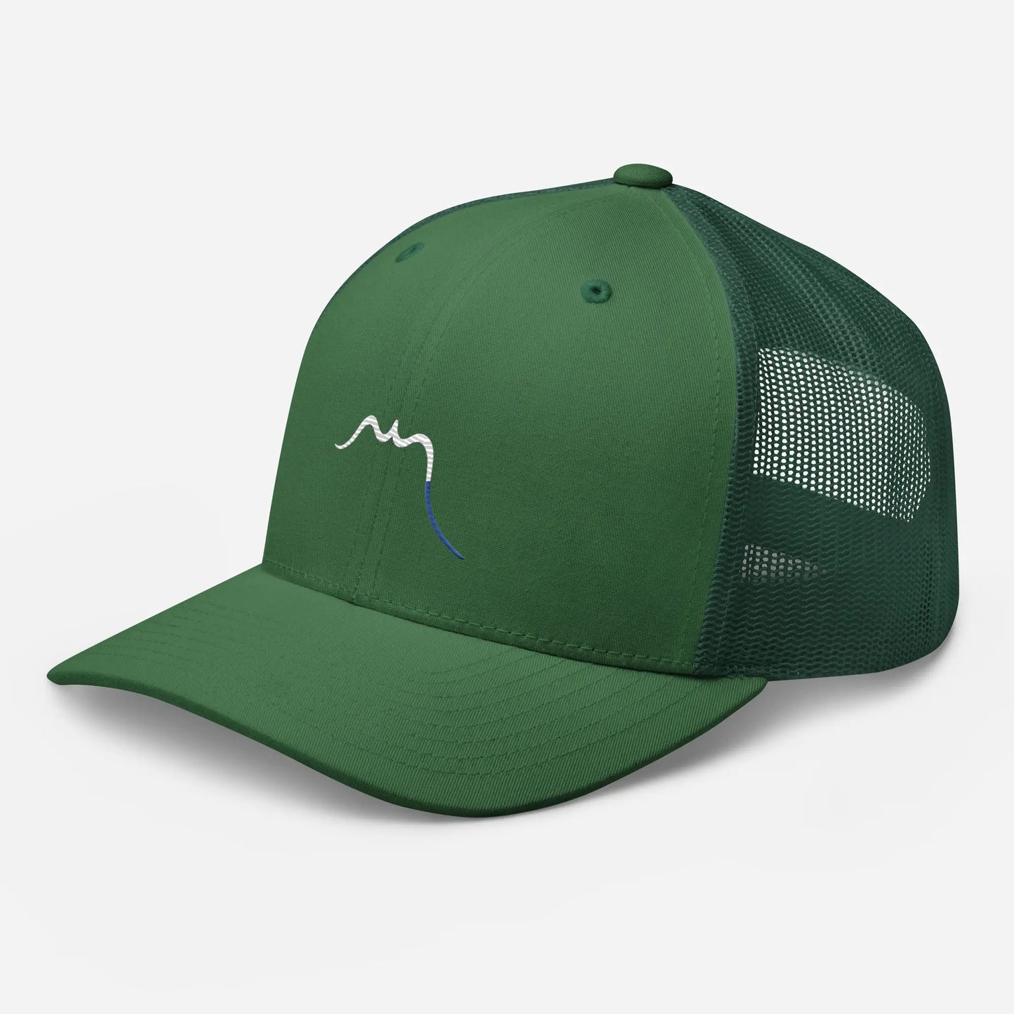 casquette de camionneur respirante légère et réglable trois quart coloris vert forêt logo blanc