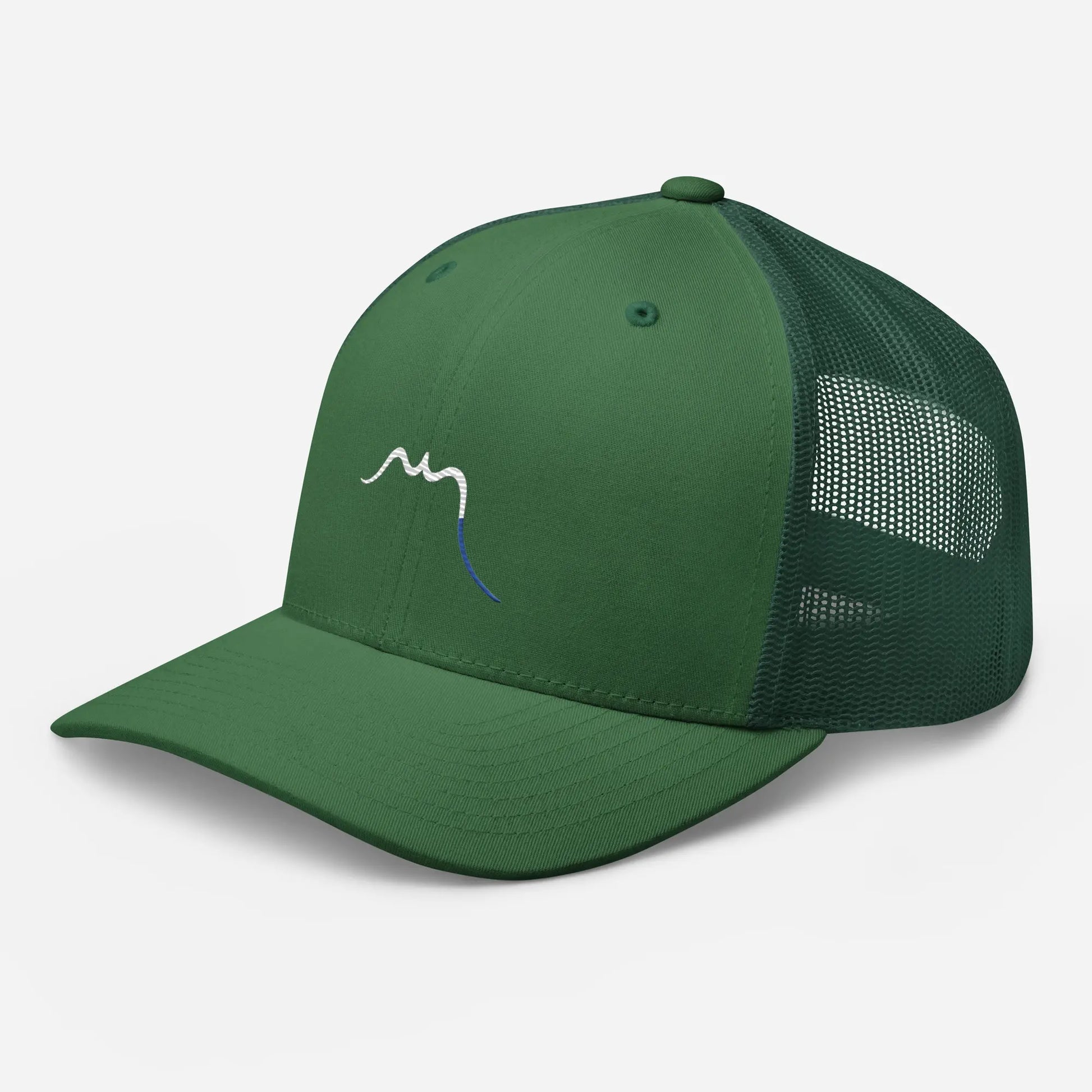 casquette de camionneur respirante légère et réglable trois quart coloris vert forêt logo blanc