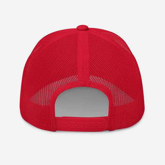 casquette de camionneur respirante légère et réglable dos coloris rouge logo blanc