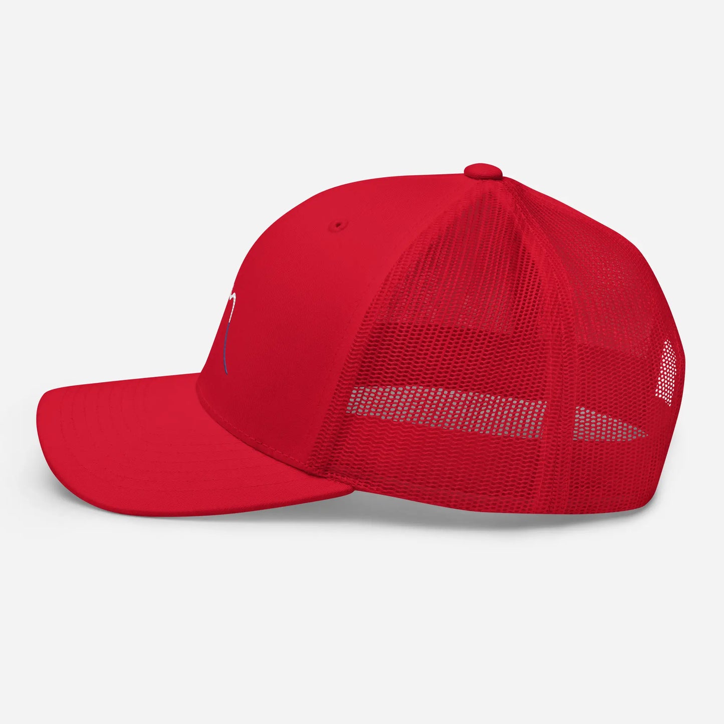 casquette de camionneur respirante légère et réglable côté coloris rouge logo blanc