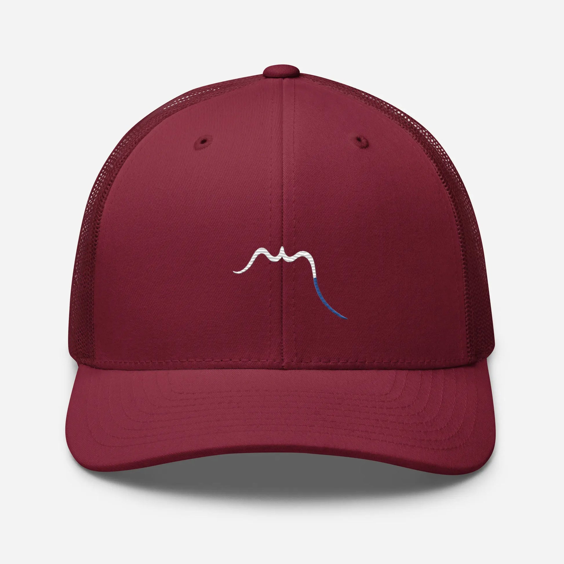 casquette de camionneur respirante légère et réglable face coloris rouge bordeaux logo blanc