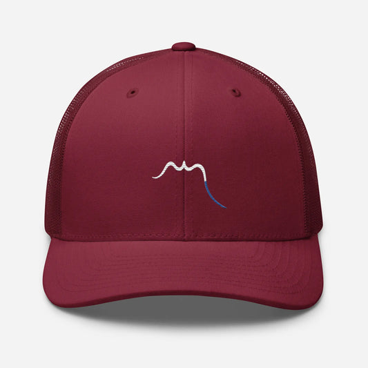casquette de camionneur respirante légère et réglable face coloris rouge bordeaux logo blanc