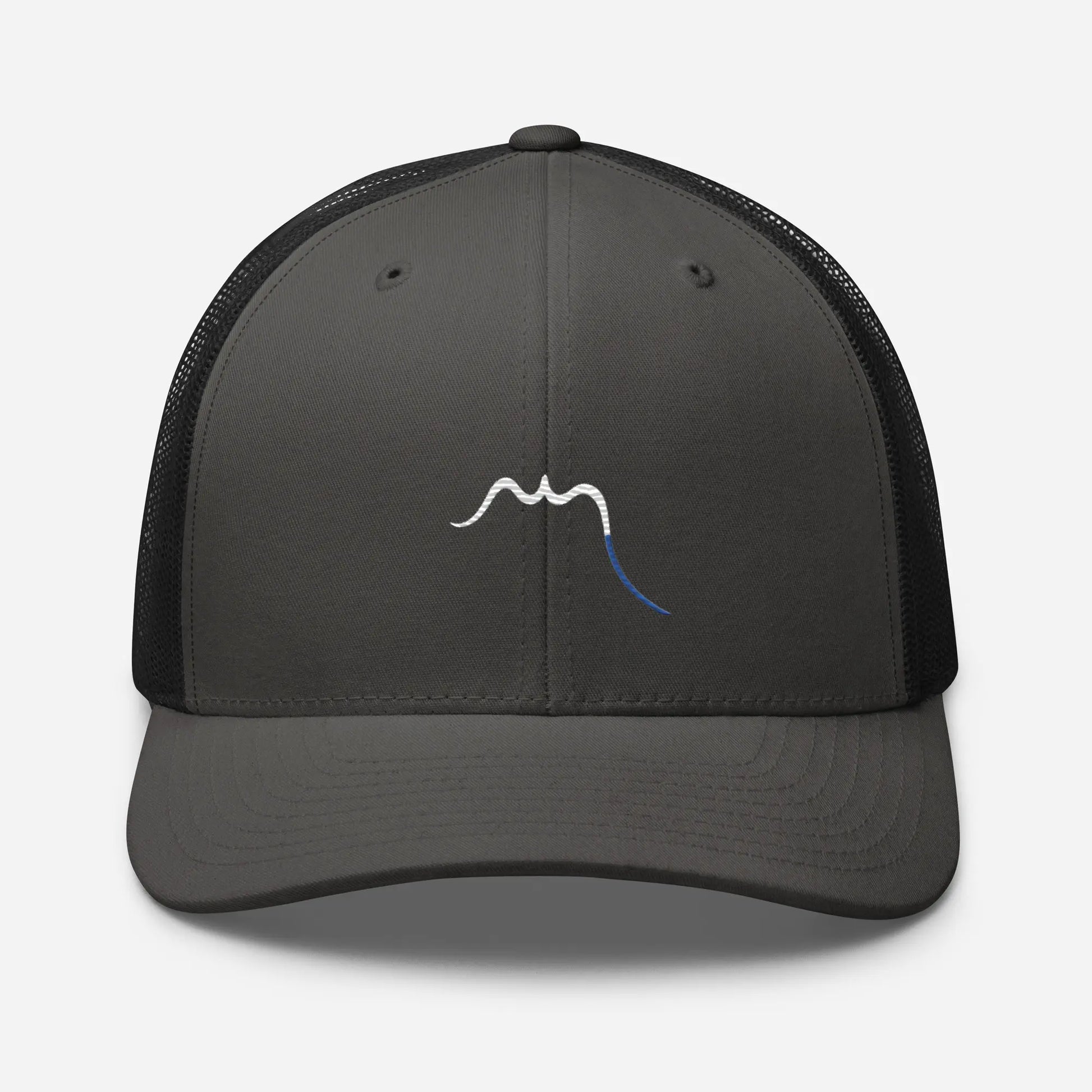 casquette de camionneur respirante légère et réglable face coloris gris foncé et noir logo blanc