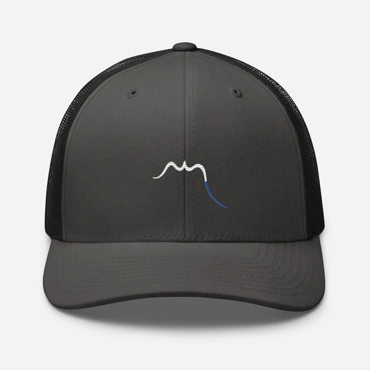 casquette de camionneur respirante légère et réglable face coloris gris foncé et noir logo blanc