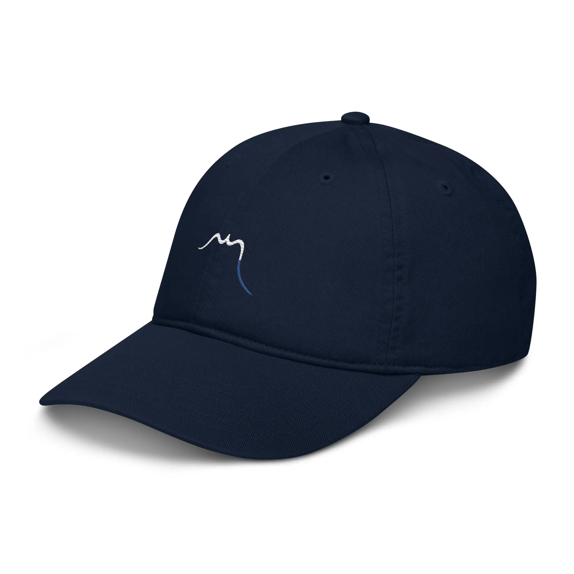 casquette éco responsable en coton bio réglable trois quart coloris bleu marine