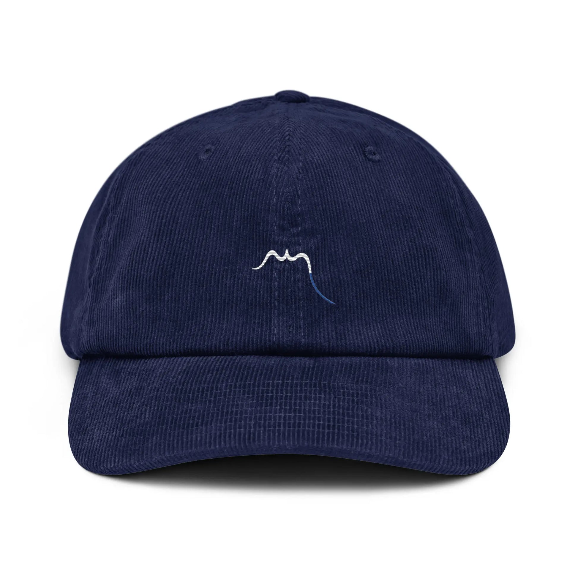 casquette en velours côtelé réglable face coloris bleu marine