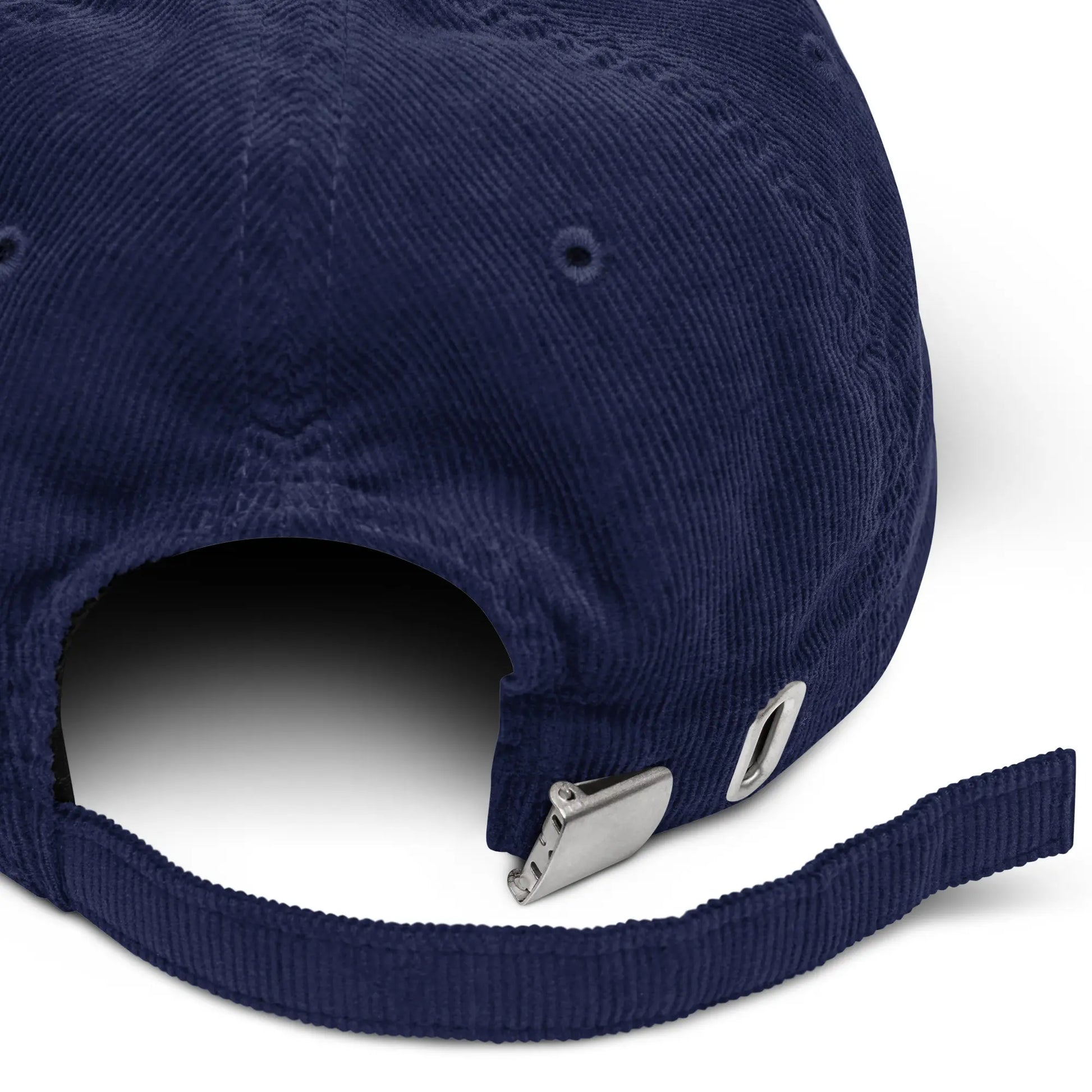 casquette en velours côtelé réglable détail de la boucle coloris bleu marine