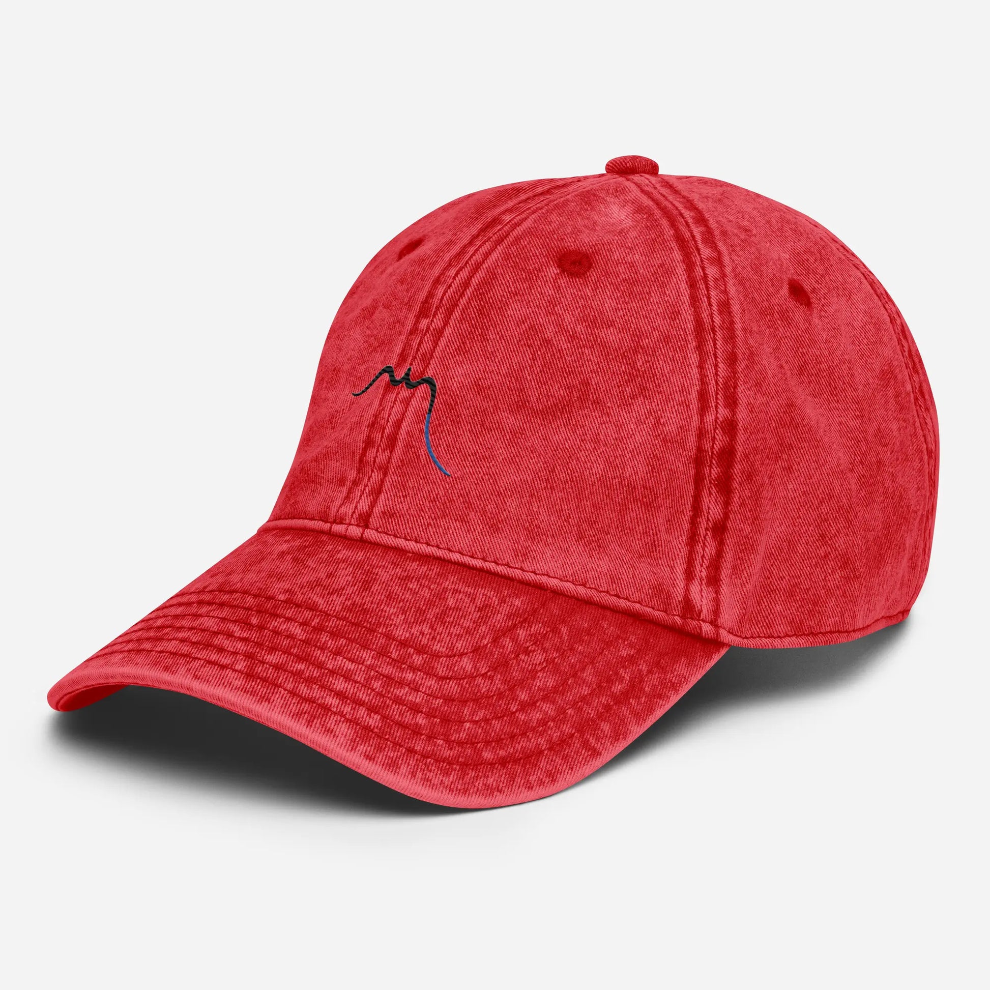 casquette vintage en sergé de coton réglable trois quart coloris rouge