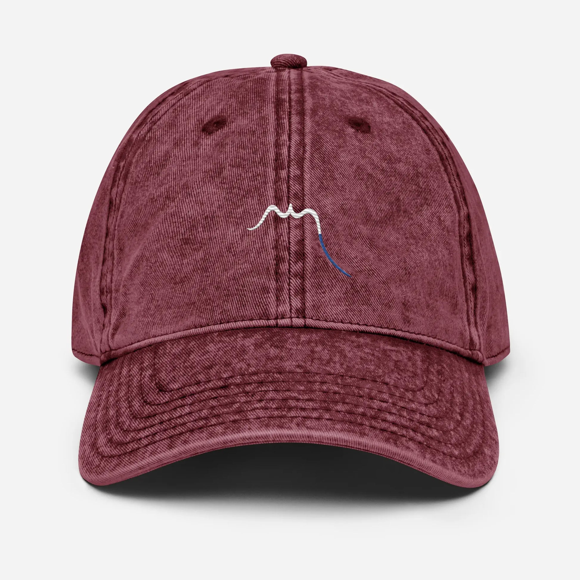casquette vintage en sergé de coton réglable face coloris rouge bordeaux 