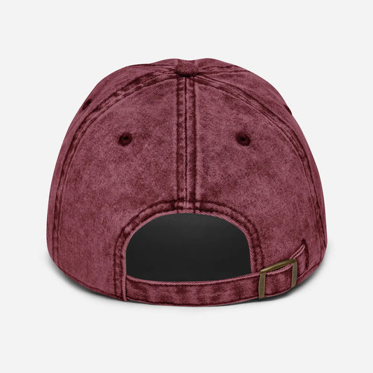 casquette vintage en sergé de coton réglable dos coloris rouge bordeaux