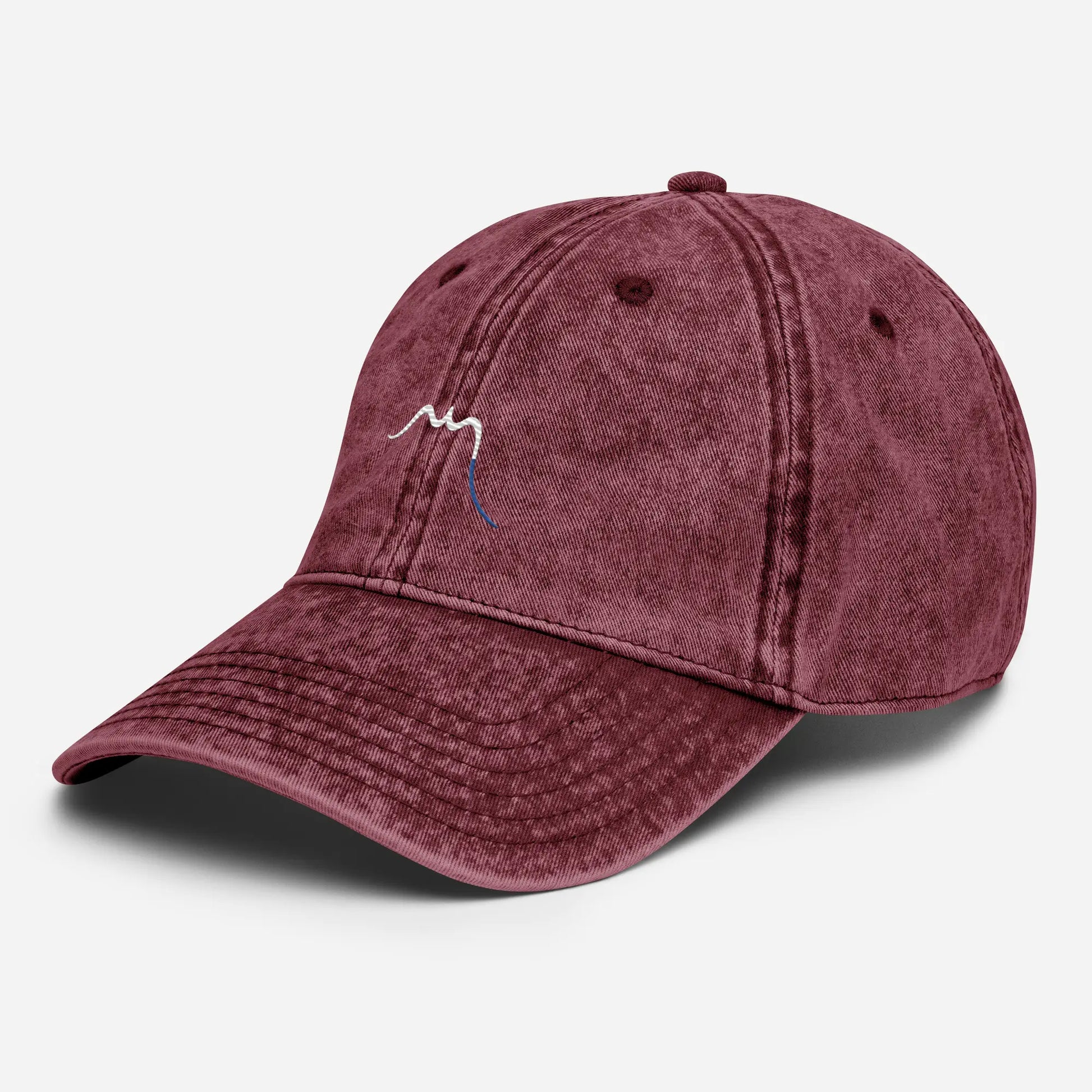 casquette vintage en sergé de coton réglable trois quart coloris rouge bordeaux