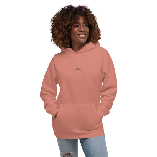 hoodie en coton bio negua porté face coloris rose foncé