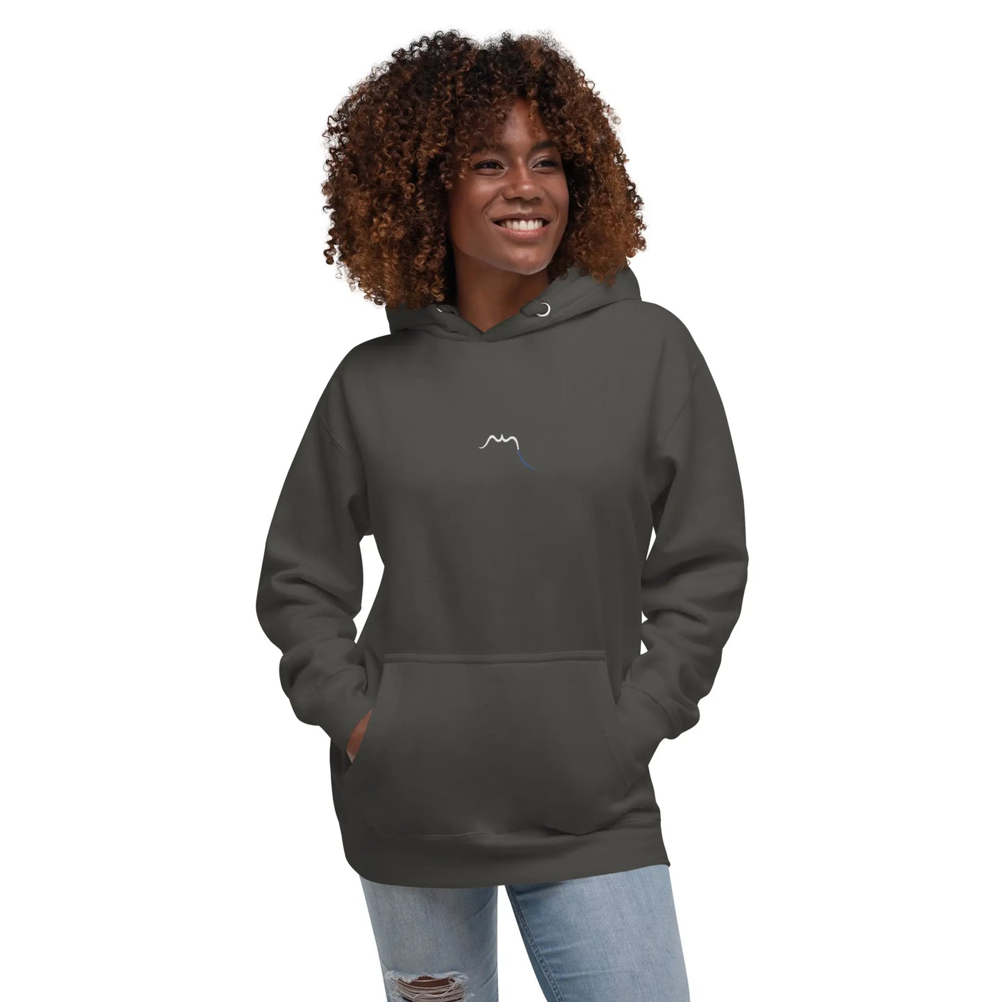 hoodie en coton bio negua porté face coloris anthracite
