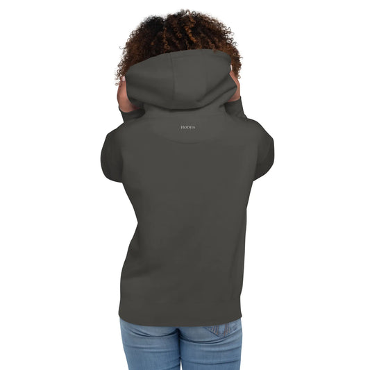 hoodie en coton bio negua porté dos coloris anthracite