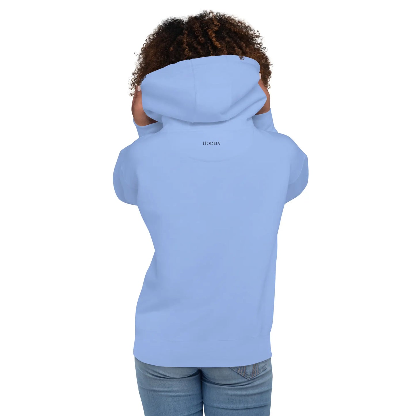 hoodie en coton bio negua porté dos coloris bleu clair