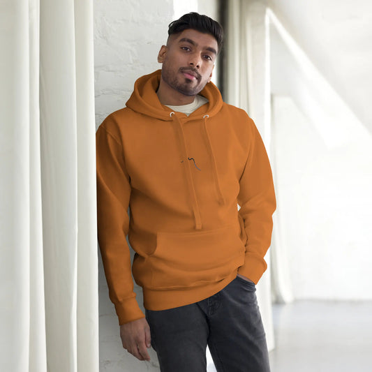 hoodie en coton bio negua porté face coloris orange autumn