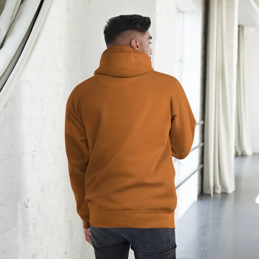 hoodie en coton bio negua porté dos coloris orange autumn