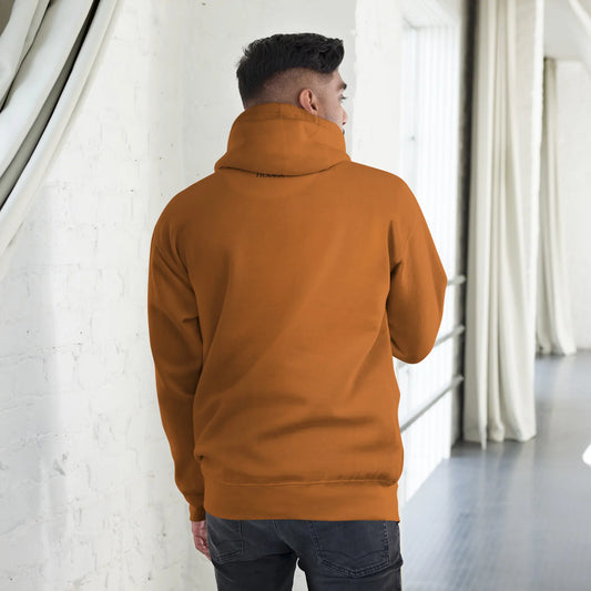 hoodie en coton bio negua porté dos coloris orange autumn