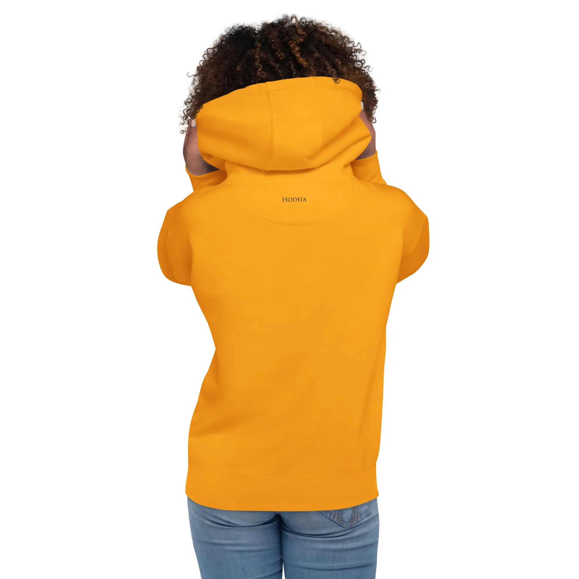 hoodie en coton bio negua porté dos coloris orange pâle